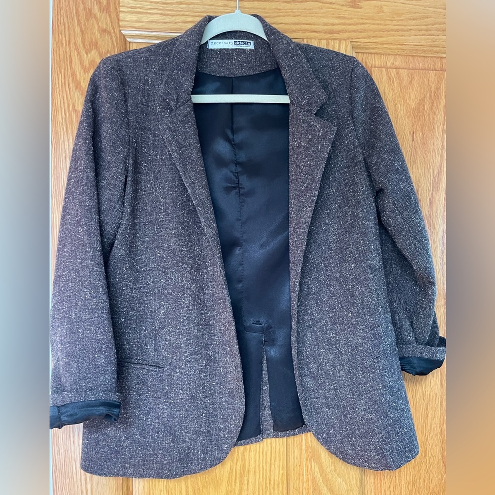 Open tweed like blazer coat